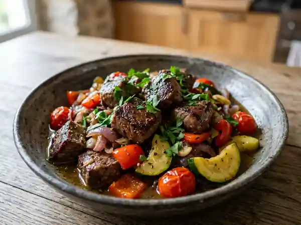 Sauté d'agneau fondant aux légumes du soleil - Photo de présentation