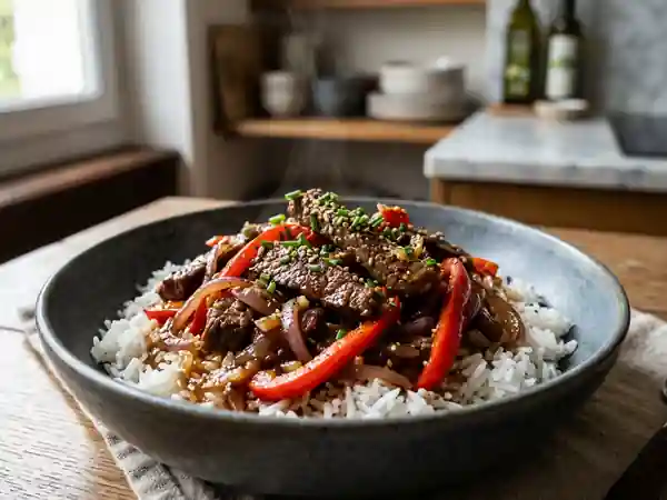 Émincé de bœuf laqué au gingembre - Photo de présentation