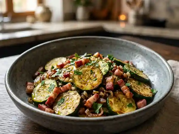 Courgettes fondantes et lardons croustillants - Photo de présentation