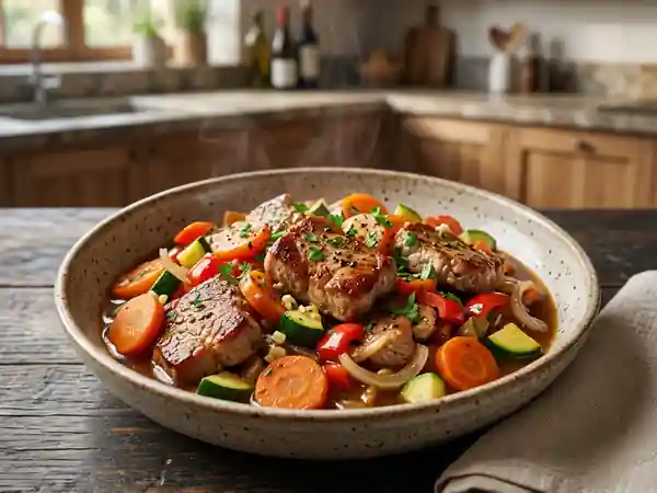 Sauté de porc fondant aux légumes croquants - Photo de présentation