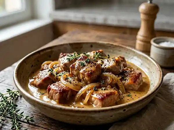 Sauté de porc fondant au cidre : recette facile et savoureuse - Photo de présentation