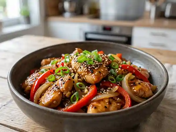 Poulet laqué au soja et gingembre frais - Photo de présentation