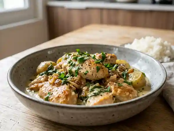 Sauté de poulet crémeux à l'ail des ours - Photo de présentation