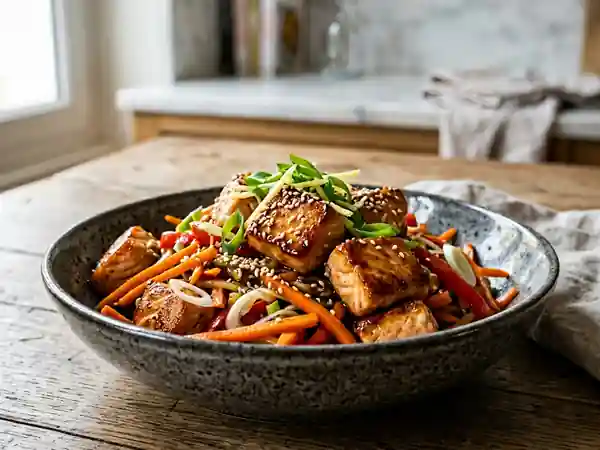 Wok de saumon laqué au gingembre - Photo de présentation