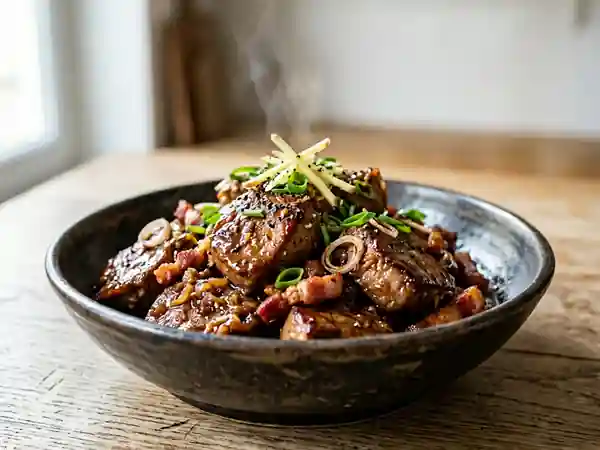 Sauté de veau fondant au bacon et gingembre - Photo de présentation