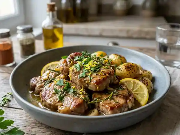 Sauté de veau fondant au citron et herbes - Photo de présentation