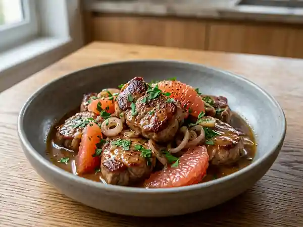 Sauté de veau tendre au pamplemousse frais - Photo de présentation