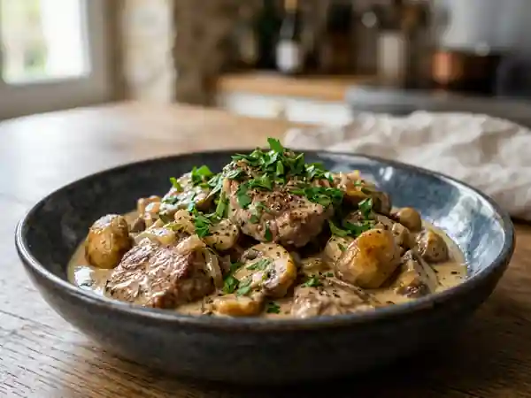Sauté de veau aux champignons fondants : recette facile et gourmande - Photo de présentation