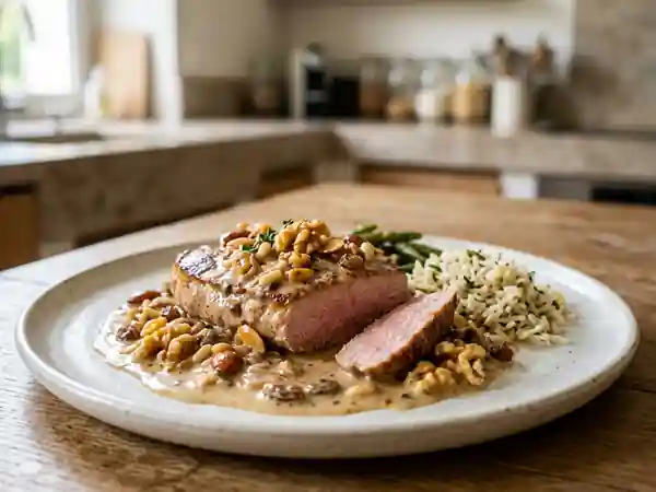 Sauté de veau crémeux aux fruits secs - Photo de présentation