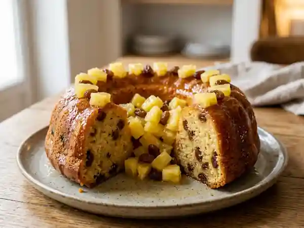 Savarin Moelleux à l'Ananas et Raisins au Rhum - Photo de présentation