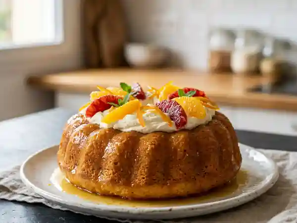 Savarin à l'orange fondant et parfumé au rhum - Photo de présentation
