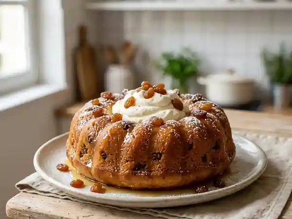 Savarin moelleux au rhum et raisins secs : dessert traditionnel et gourmand - Photo de présentation