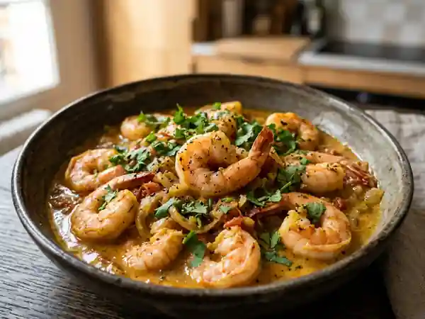 Scampi à l'indienne crémeux et épicés - Photo de présentation
