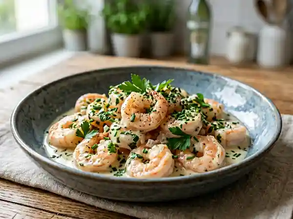 Scampis fondants, crème au Noilly et herbes - Photo de présentation
