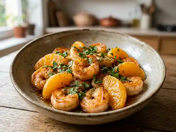 Scampis laqués à la mandarine et gingembre - Photo de présentation
