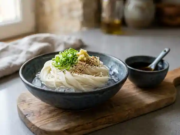 Somen glacées au dashi et gingembre frais - Photo de présentation