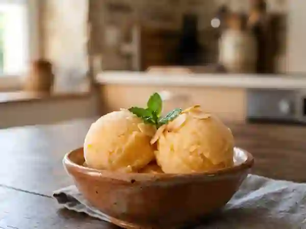 Sorbet aux pêches givré et fondant - Photo de présentation