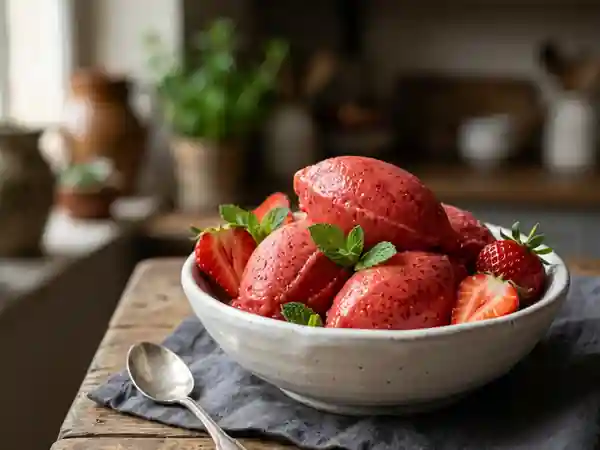 Sorbet fraise intense et fondant - Photo de présentation