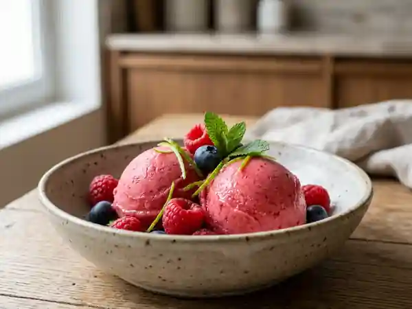 Sorbet givré aux fruits frais et acidulés - Photo de présentation