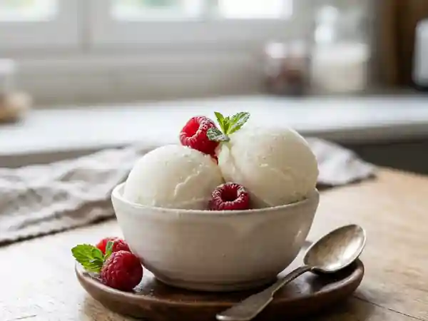 Sorbet léger au fromage blanc fait maison - Photo de présentation