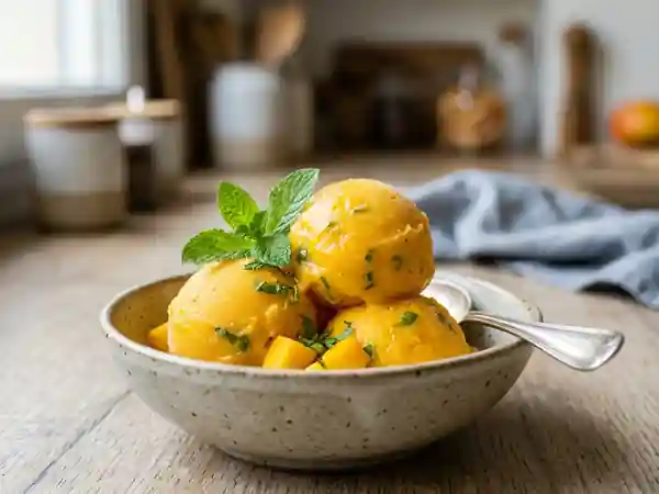 Sorbet mangue maison à la menthe ultra rafraîchissant - Photo de présentation