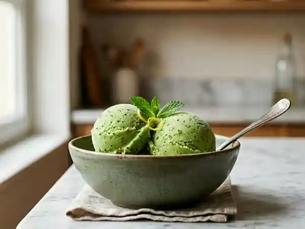 Sorbet rafraîchissant au thé vert et à la menthe - Photo de présentation