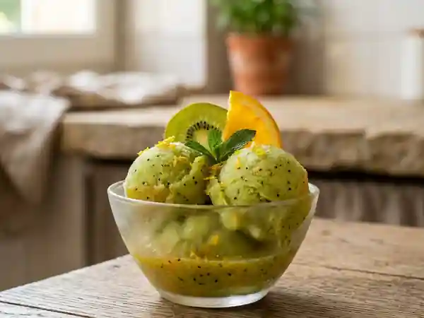 Sorbet givré Kiwi et Orange pressée - Photo de présentation