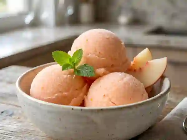 Sorbet velouté aux pêches blanches - Photo de présentation