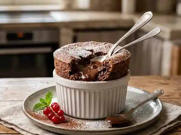 Soufflé au chocolat aérien et cœur coulant - Photo de présentation