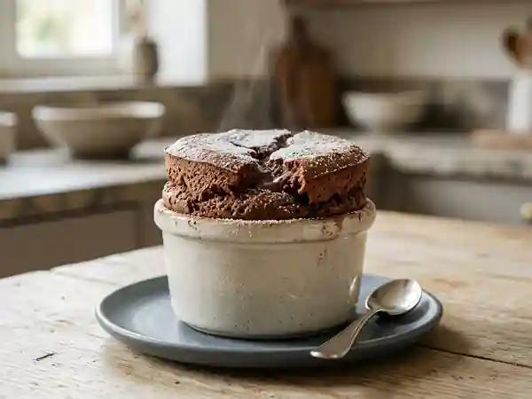 Soufflé au chocolat noir aérien - Photo de présentation