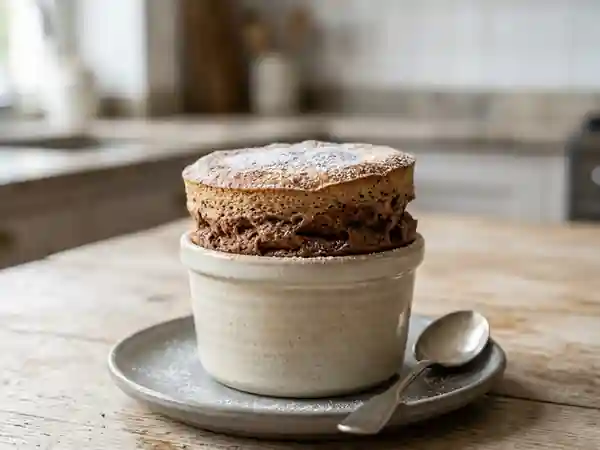 Soufflé au chocolat intense et crème de marrons onctueuse - Photo de présentation