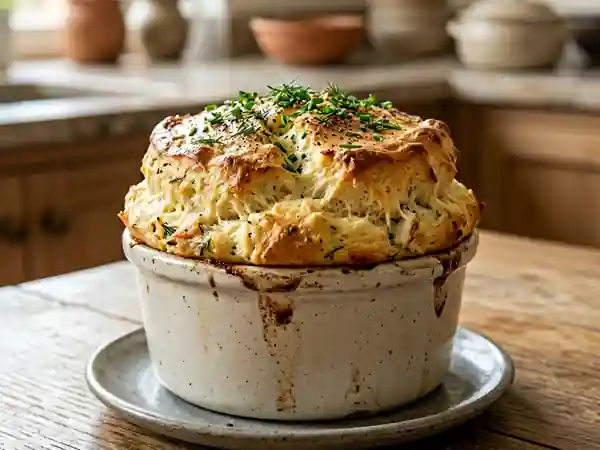 Soufflé au crabe aérien et doré - Photo de présentation