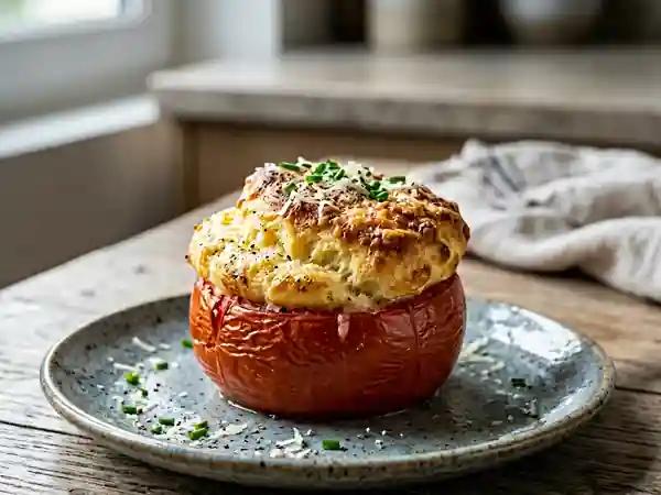 Soufflé au Gruyère en Coque de Tomate : Recette Gourmande et Légère - Photo de présentation