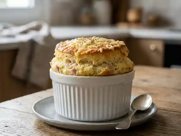 Soufflé aérien aux endives et jambon gratiné - Photo de présentation