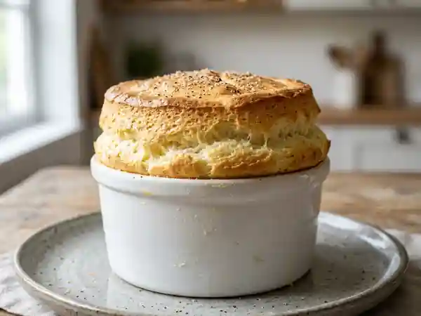 Soufflé au fromage blanc aérien et muscadé - Photo de présentation