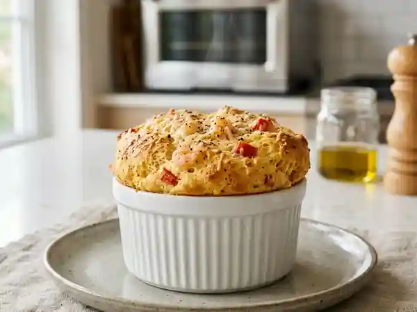 Soufflé aérien aux crevettes et tomates - Photo de présentation