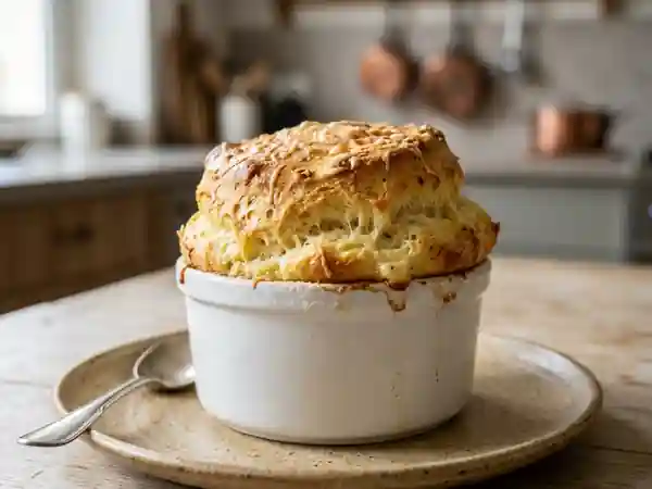 Soufflé moelleux à la mozzarella et à l'emmental - Photo de présentation