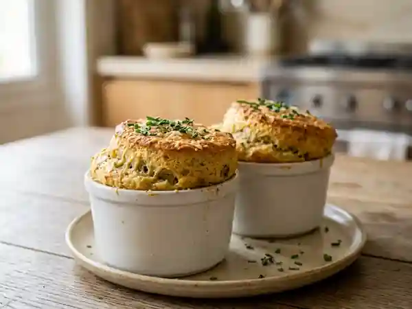 Soufflés d'aubergine aériens au fromage - Photo de présentation