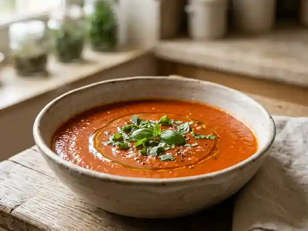 Soupe à la tomate maison facile et rapide - Photo de présentation