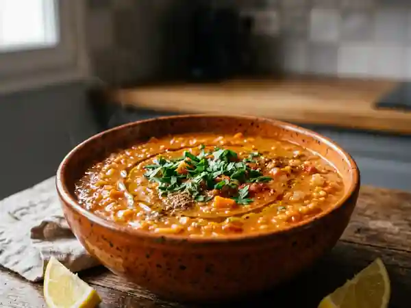 Soupe aux lentilles rouges à la kurde : recette traditionnelle savoureuse - Photo de présentation