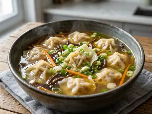 Soupe de Raviolis Chinois au Bouillon Parfumé - Photo de présentation