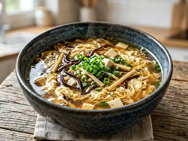 Soupe chinoise au tofu et bambou croquant - Photo de présentation