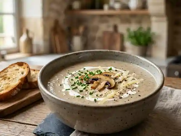 Velouté crémeux aux champignons et fromage - Photo de présentation