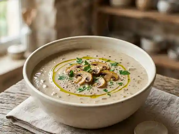 Soupe de champignons crémeuse ultra-facile et rapide - Photo de présentation
