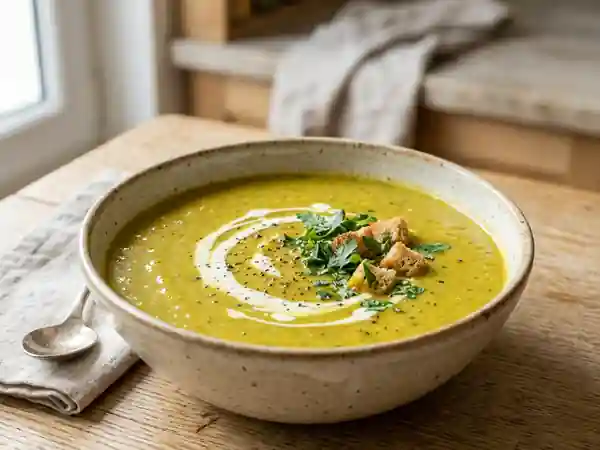 Soupe de courgettes épicée au curry : recette facile et savoureuse - Photo de présentation