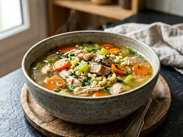 Soupe de Poulet à l'Américaine Style New York : Recette Authentique et Réconfortante - Photo de présentation