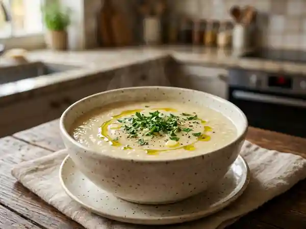 Velouté de semoule à l'ail et beurre fondu - Photo de présentation