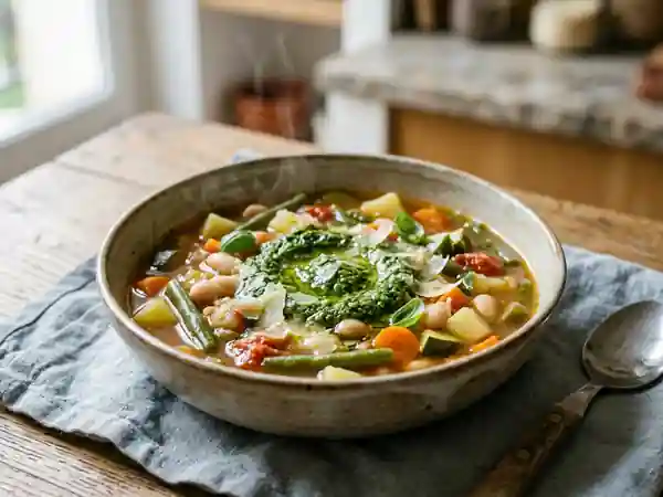 Soupe au pistou fondante au basilic frais - Photo de présentation