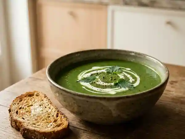Soupe d'orties fraîche et savoureuse pour une personne - Photo de présentation