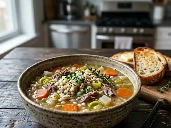 Soupe Écossaise Traditionnelle à l'Orge - Scotch Broth Réconfortant - Photo de présentation